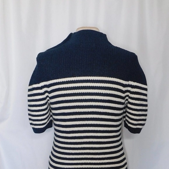 Anthropologie MAEVE Puff-Sleeves Sweater Tee Sailor Stripe Nautical Medium - Picture 11 of 15